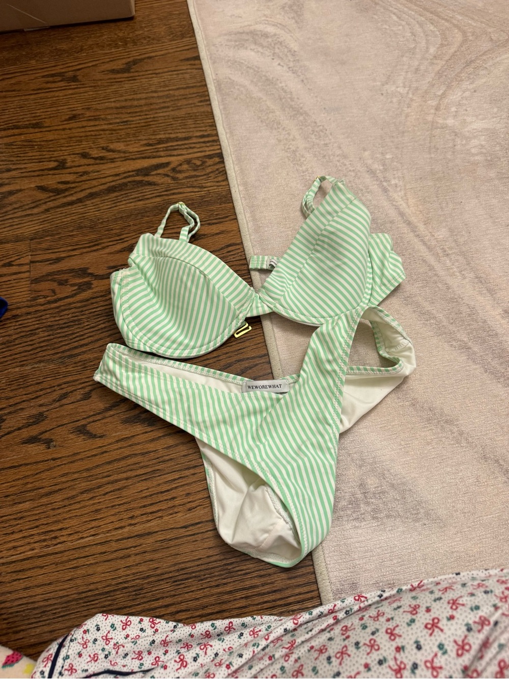 WeWoreWhat Mint & White Striped Bikini balconette set